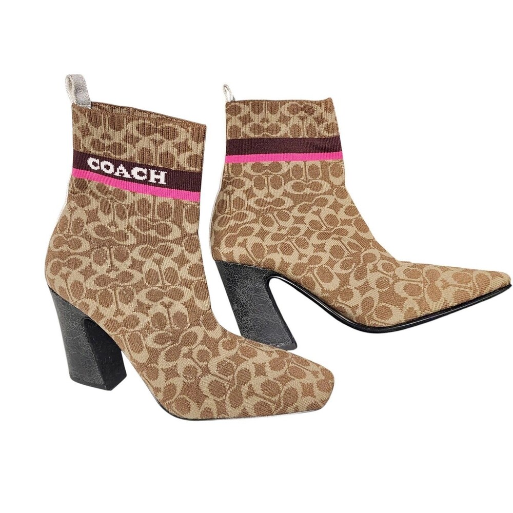 Coach Tasha Booties Size 5.5 Knit Walkable Flared Heel Fits like a Glove!